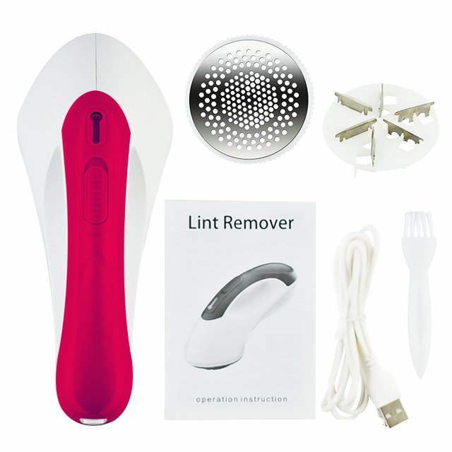 Injueey Eliminador de pelusas de tela eléctrica, suéter, ropa, pastillas Fuzz, afeitadora, Pellets de pelusa, máquina de corte, eliminador de pelusas Suministros de limpieza para el hogar Rosa roja Injueey HA001309-01B