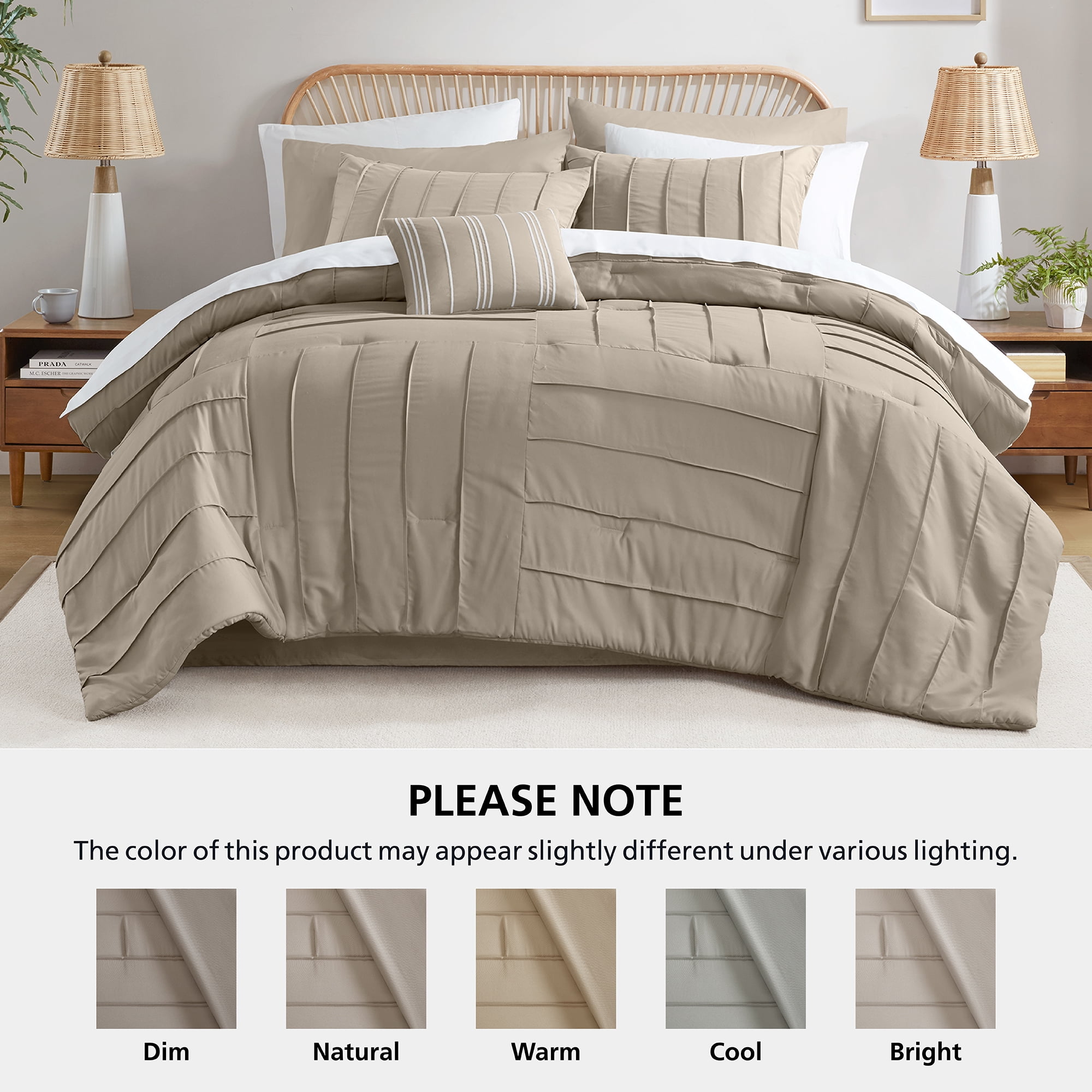 Mainstays 11-Piece King Reversible Bed-in-a-Bag Comforter and Sheet Set, Washed Stone Texture