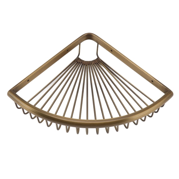 Suodoka Vintage Brass Corner Shower Caddy – Triangular Storage Rack, Rust‑Proof, Space‑Saving Bathroom Organizer