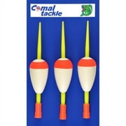 (4 pack) Comal Teardrop Cap Stick Fishing Bobbers, Red & White, 1.62-Inch, 3-Pack