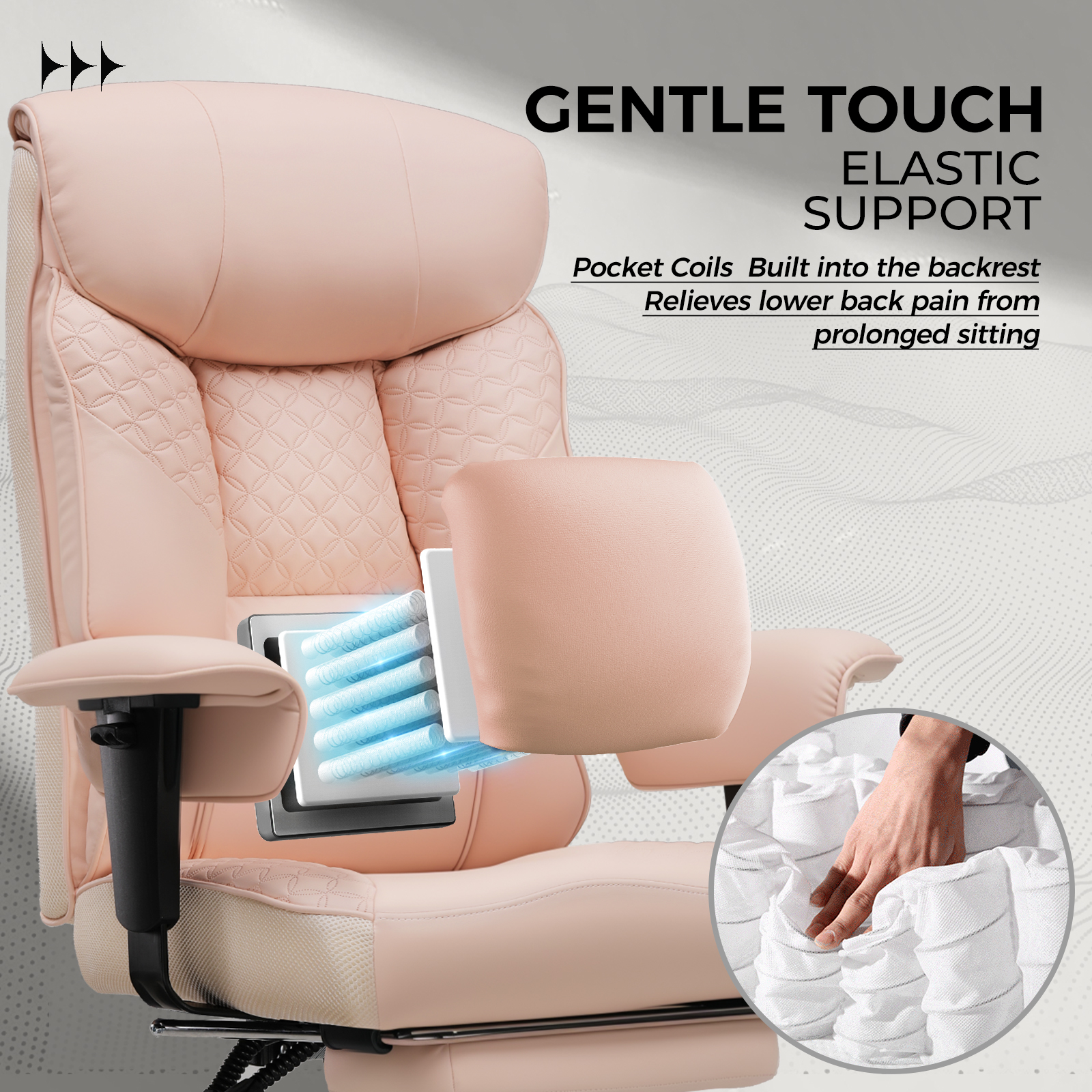 CloudRest Pro 400lbs Executive heavy duty office chair, High Back Ergonomic Computer Desk Chairwith Lumbar Back Support, Pink