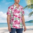 thumbnail image 3 of Fotbe Flamingo Camisa Hawaiana para Hombre Unisex – Camisa Casual de Verano con Botones de Manga Corta de Algodón y Lino,Medium, 3 of 7