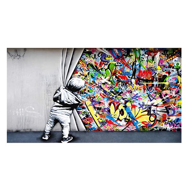 1pc, Street Art Banksy Graffiti Wall Decoration, Oil Canvas Painting Wall Art, Room Decor, Home Decor, Holiday Decor, Festivals Decor, Sence Decor, Bedroom Decor, Living Room Decor, Entrance Decor, Ba