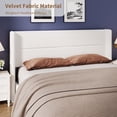 thumbnail image 4 of King Size Bed Frame, Velvet Upholstered Platform Bedframe with Wingback Headboard, No Box Spring Needed, Wood Slats, Easy Assembly, White, 4 of 7
