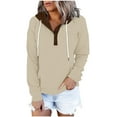 thumbnail image 2 of ITSAME Sweatshirt for Womens, Drawstring Hooded Tops Long Sleeve Casual Pullover Fashion Hoodie Khaki XL, 2 of 6