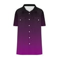 thumbnail image 3 of Yaoyar Mens Retro Solid Color Short Sleeve Gradient Top Button Down Pocket Collar Casual Top Traditional Heritage Design Classic Style Short Sleeve Shirt, 3 of 7