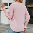 thumbnail image 6 of AXXD Women's Shirts Pink Basic Summer 2024 Solid Color V-Neck Long Sleeve Casual Top Blouse, 6 of 6