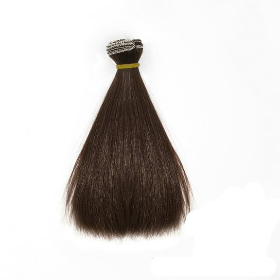 6pcs Doll Wig Doll Hair 18cm Straight Short Doll Hair Plastic Doll Hair Wefts Doll Making Kits Doll Hair Extensions Coconut Brown Faux Hair Replacement for Doll Hair Crafts 6pcs
