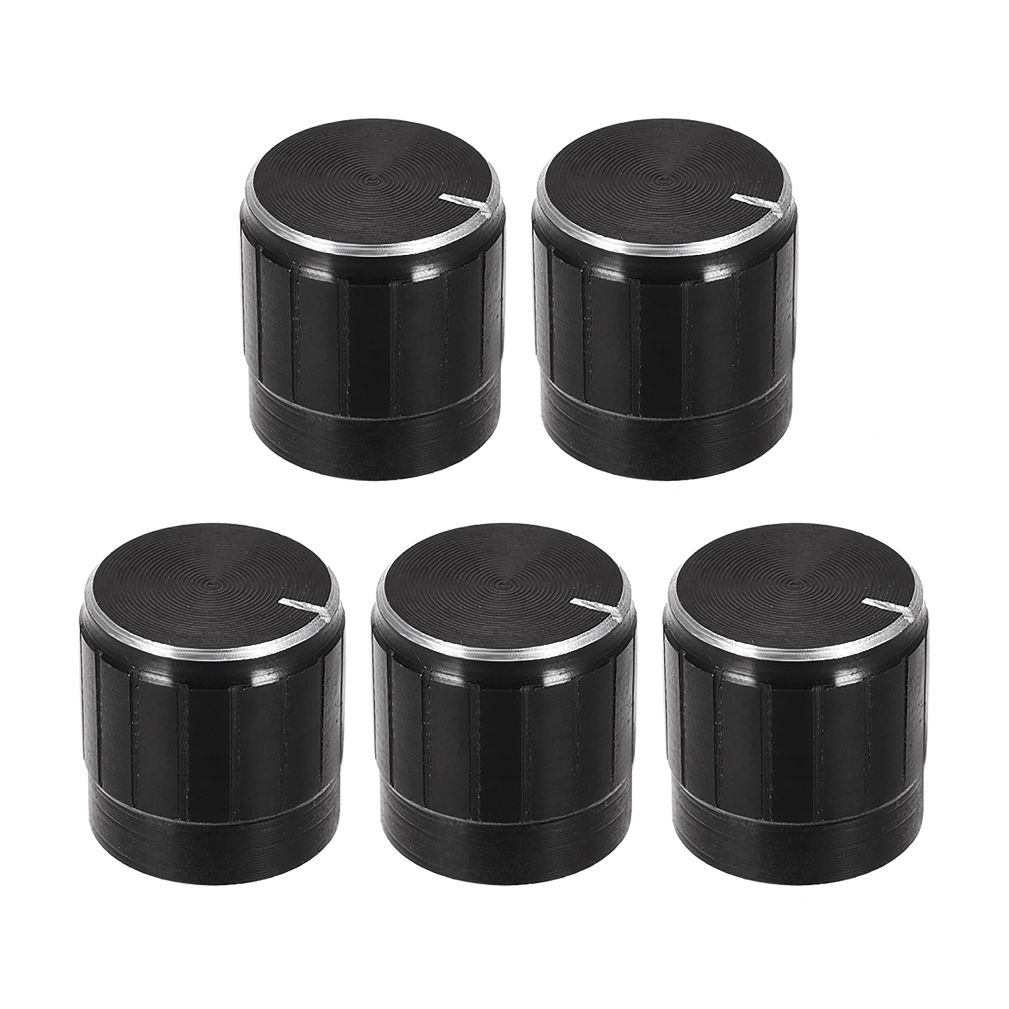 5 pcs Potentiometer Knob Knurled Shaft Black Aluminum 6mm Shaft Dia