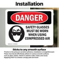 thumbnail image 3 of (2 Pack) Safety Glasses Must Be Worn Compressed Air OSHA Danger Sign, 3 of 7