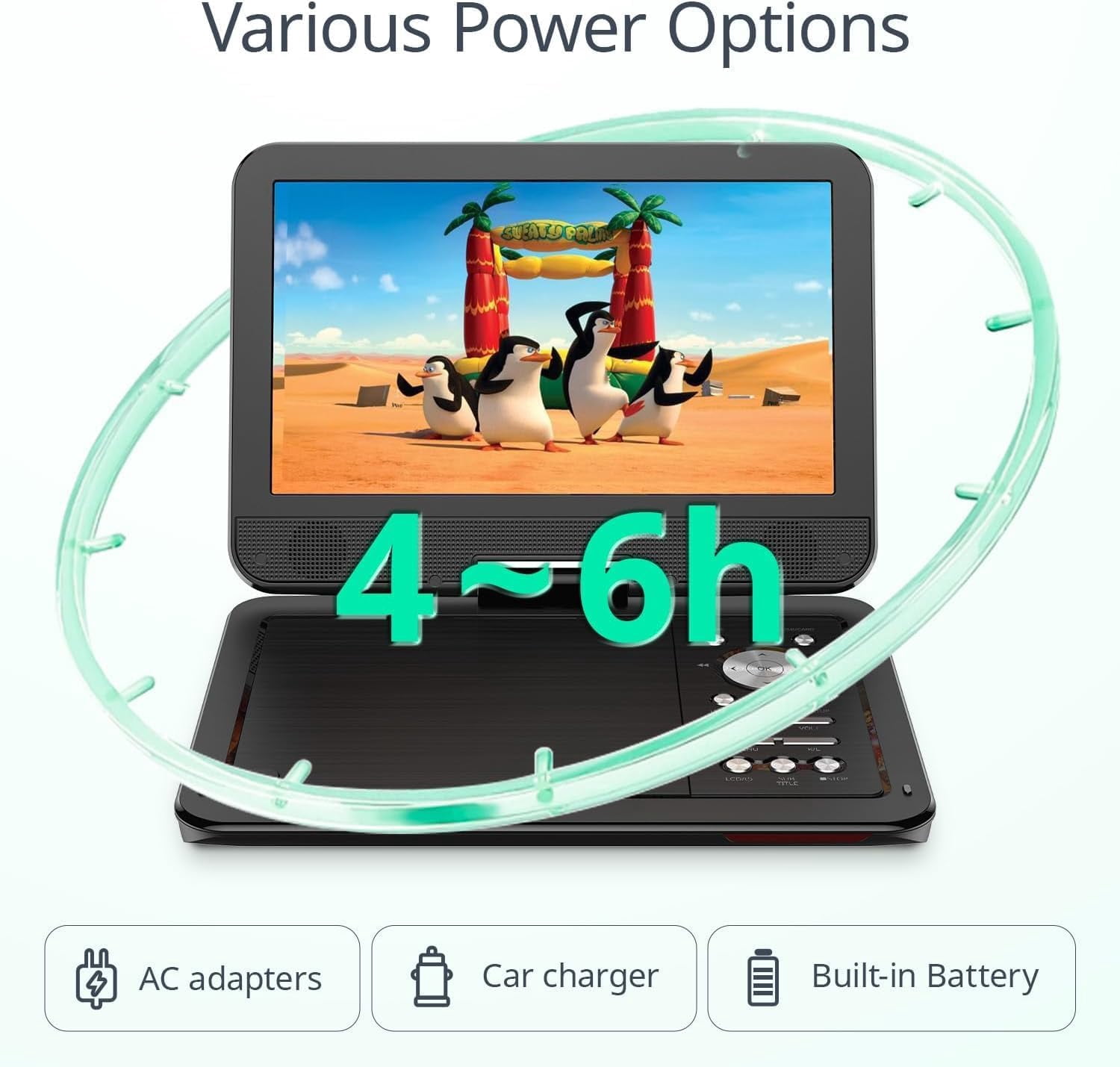Yoton YD105 ポータブル DVD プレーヤー　三つ星の授業2冊セット Yoton YD105 10.5'' Portable DVD Player with HD Swivel Screen for