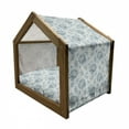 thumbnail image 2 of Floral Pet House, Shabby Form Vintage Style Flowers Feminine Romantic Pastel Toned Pattern, Outdoor & Indoor Portable Dog Kennel with Pillow and Cover, 5 Sizes, Pale Blue Grey, by Ambesonne, 2 of 5
