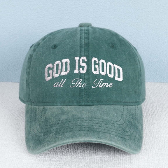 GOD IS GOOD all The Time Letter Embroidered Color Block Trucker Hat Unisex Adjustable Cotton Breathable Fashion Cap for Travel Daily Wear