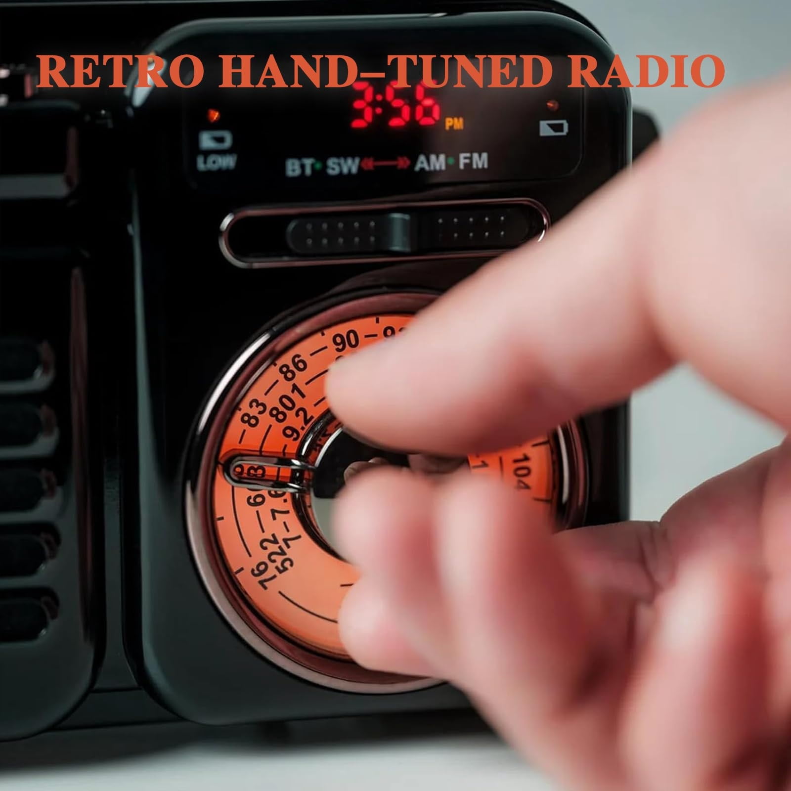 Retrowave 7-in-1 Portable Radio with Bluetooth, TF/USB/AUX Playback, Rechargeable, Flashlight, Sleep Timer, SOS Alarm  Ideal for Indoor Decor, Camping & Emergency Use