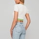 thumbnail image 5 of Top de manga corta con cuello redondo para mujer, camisa corta de punto acanalado, informal, elegante, a la moda, para citas, 5 of 8