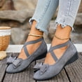 thumbnail image 6 of Domuza Womens Mary Jane Shoes Slip on Dressy Ballerina Flats New Soft Non-Slip Shoes for School Office Walking Casual Formal Work Gray 8（EU-40）, 6 of 7