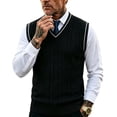 thumbnail image 3 of Mens Sweater Vest V Neck Cable Knit Sweater,Sleeveless Regular Fit Casual Pullover for Fall Winter Layered Wear, 3 of 5