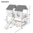 thumbnail image 3 of Twin over Twin House Bunk Bed with Slide and Windows,Wooden Bunk Bed Frame Ladder and Guardrails for Kids Teens Girls Boys,White, 3 of 7