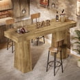 thumbnail image 6 of Tribesigns 63-Inch Bar Height Table, Wood Rustic Counter Height Table, Rectangular Home Bar with Thickened Tabletop and Sturdy Base for Kitchen, Dining Room, Living Room, Pub, Brown, 6 of 7