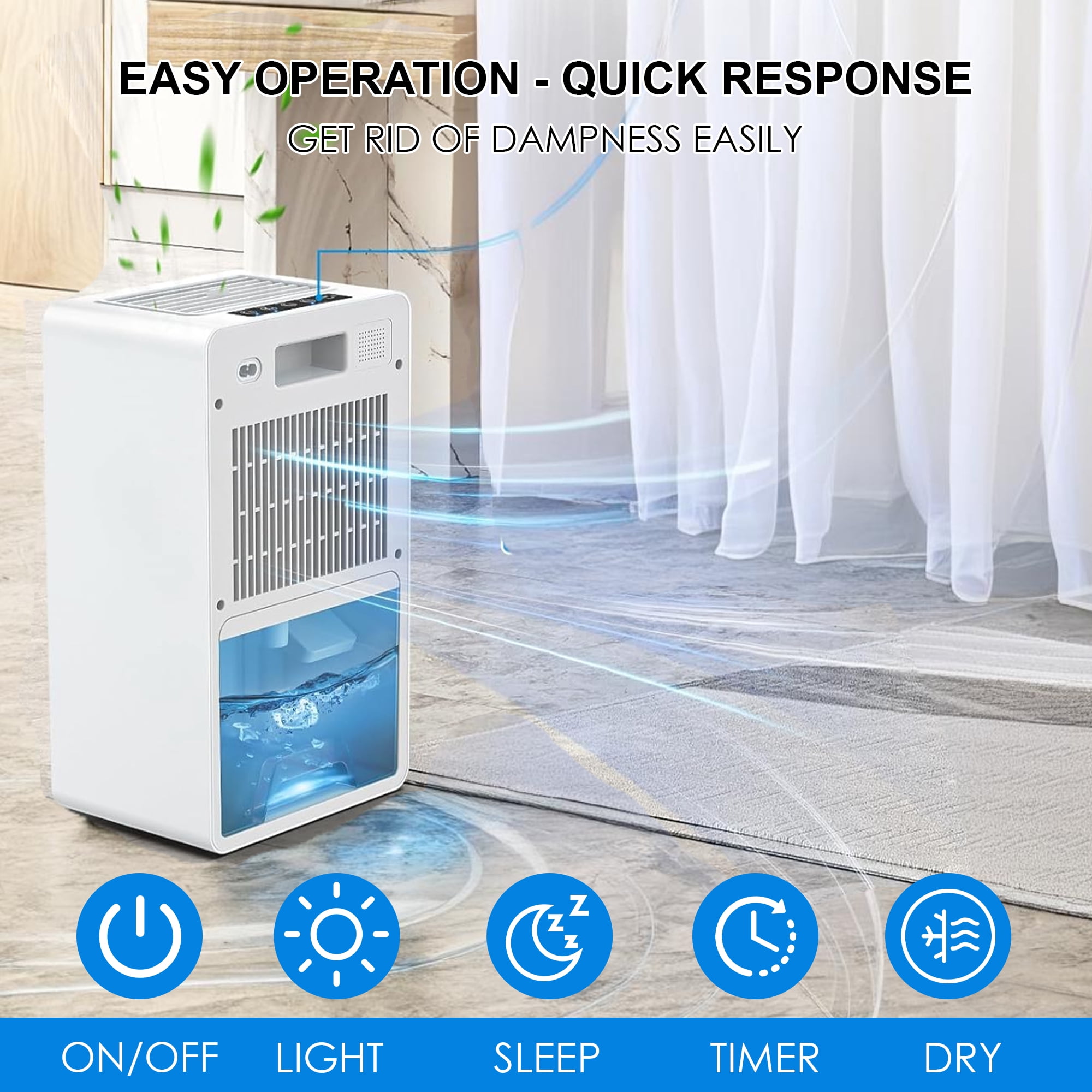 Dehumidifier, 101OZ Dehumidifiers for Room for Home (800 sq ft.), Quiet Dehumidifiers for Basement, Bathroom, Bedroom, Closet, RV, With 7 Colors LED, Auto Shut Off and Clothes Drying Function