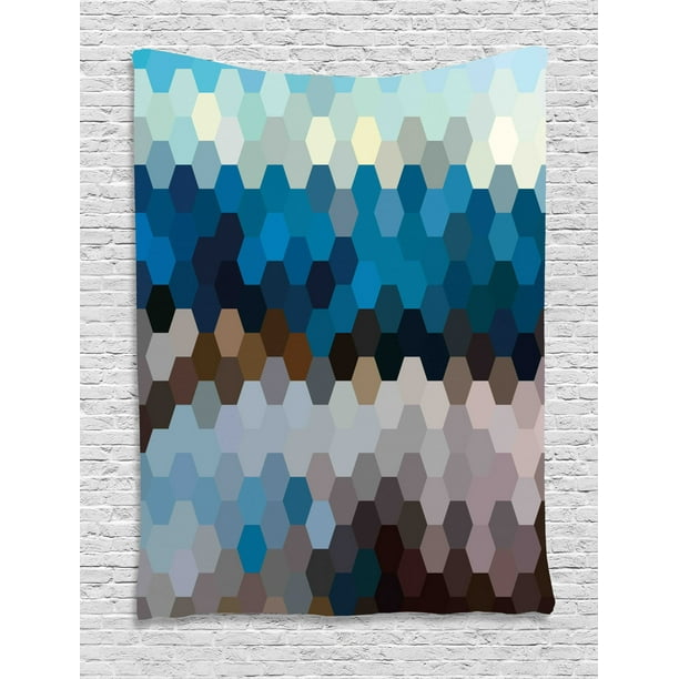 Geometric Tapestry Modern Hexagonal Fractal Puzzle Stylized Defocus Blurry Artsy Winter Landscape Wall Hanging For Bedroom Living Room Dorm Decor Multicolor By Ambesonne Walmart Com Walmart Com