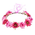 thumbnail image 2 of Rose Flower Leave Crown Headband Rose Wreath Floral Wedding Bridal Headdress Headwear with Adjustable Ribbon Handmade Hair Accessories, 2 of 3