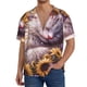 thumbnail image 1 of Balery Warm Sunflower Sleeping Cat Camisa Casual de Manga Corta con Botones para Hombre, Texturizada, Estilo Cubano, para Playa, Verano-3X-Large, 1 of 5
