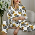 thumbnail image 6 of Pofeuu plaid Pumpkin Daisy Print Womens Pajamas Set Long Sleeve Sleepwear Button Down Nightwear Soft Pj Lounge Sets Button Down Pajamas Women-Small, 6 of 7