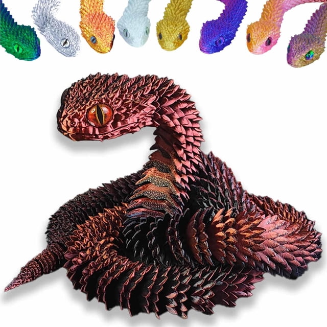 Juguete impreso en 3D con forma de serpiente articulada y flexible, 60 cm, resina