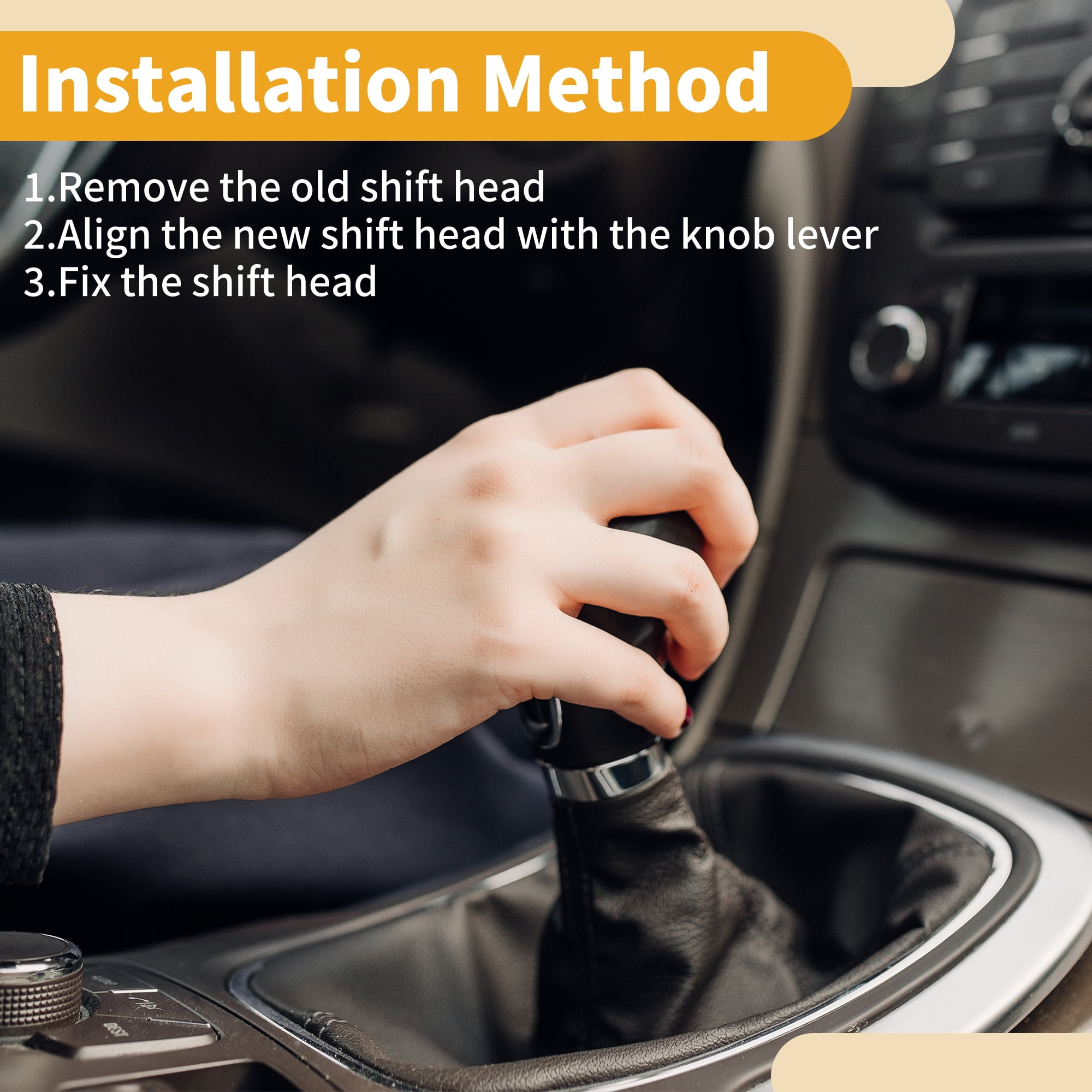Unique Bargains 6 Speed Manual Gear Shift Knob W/ Cover - Stick Shifter Knob - for Fiat 500 2007-2014 Faux Leather 1 Pc
