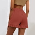 thumbnail image 4 of WAYUTE Women's Shorts Solid Color High Waisted Ruffles Trim Cotton Straight Leg Shorts Work School Casual Loose Fit Summer Outdoor, 4 of 5