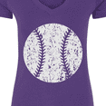 thumbnail image 4 of Inktastic Distressed Baseball in White Women's V-Neck T-Shirt, 4 of 5