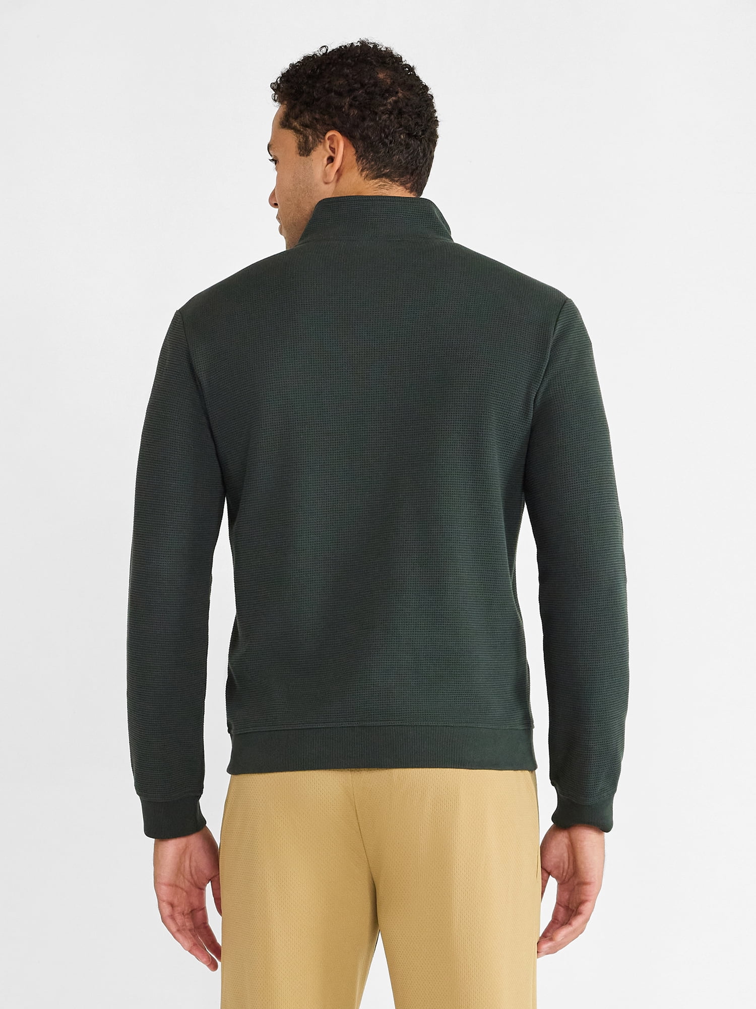 Athletic Works Men's and Big Men's Waffle Quarter Zip Pullover, Sizes S-3XL