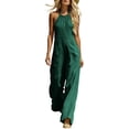 thumbnail image 2 of Plus Size Linen Jumpsuit Women, V-Neck Sleeveless Jumpsuit, Button Front Casual Jumpsuit Summer Loose Fit Outfit Daily Wear, 2 of 5