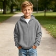 thumbnail image 5 of ZVAVZ Kids Quarter Zip Hoodie Waffle Knit Hooded Sweatshirt Long Sleeve Textured Pullover Hoodies Fashion Casual Back to School Hoody Gray 3-4 Years, 5 of 8