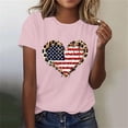 thumbnail image 2 of Cleaning Womens Independence Day T-Shirts Summer Patriotic T-Shirts Heart Graphic Leopard Print American Flag Tunic Blouses Round Neck Tee Short Sleeve Tops Causal Vintage Tees Holiday Blouse, 2 of 4