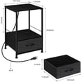 thumbnail image 3 of Oumilen Adult Modern Nightstand with Drawer Bedside End Table with USB Ports and Outlets, Black Set of 2, 3 of 7