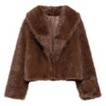 thumbnail image 5 of jtjvou Women's Faux FUR Coat Warm Faux FUR Jacket Long Sleeve Lapel Furry Winter Jackets Parka Short Coat Brown L, 5 of 5