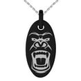 thumbnail image 2 of Tioneer Stainless Steel Formidable Kong Gorilla Engraved Small Oval Charm Pendant Necklace, 2 of 4