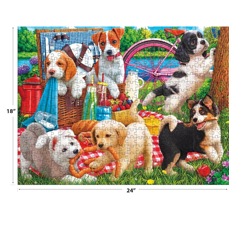 QYマステ10月新作♡Take a photo 6cm×5M PET★1350 Kodak 350-Piece Puppies on a Picnic XL Jigsaw Puzzle for Beginners