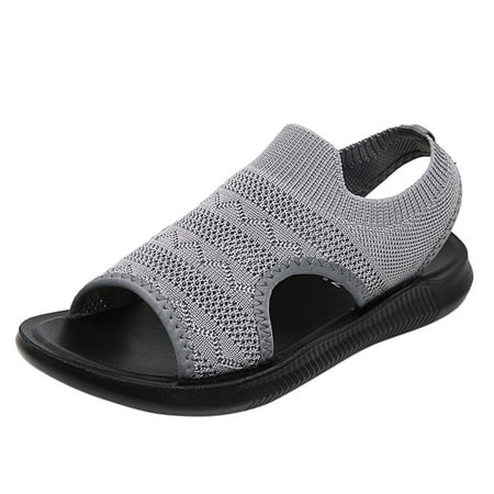 

PEASKJP Dressy Sandals Women Wide Width Women s Strap Sandals Flat Sandal Fisherman Strappy Sandals Roman Sandals Ankle Strap Sandals (Grey 7)