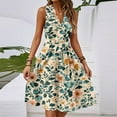 thumbnail image 2 of Women'S Formal Dresses, Floral Casual V Neck Sleeveless Tunic Tank Dress Cocktail Wedding Guest Beach Vacation Sundress Cocktail Womens Summer Black Sundresses Casual (XXL, Fluorescent Green), 2 of 5