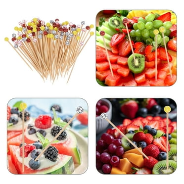 FRCOLOR Bamboo and Acrylic Fruit Picks for Decoration with 100pcs Practical Cocktail Skewers