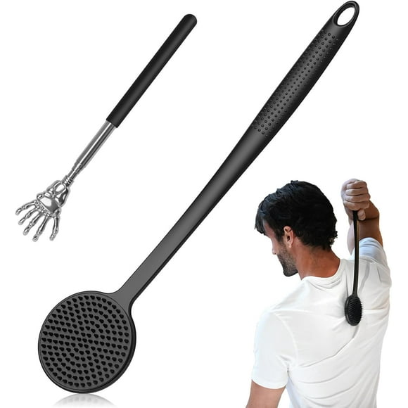 2 Pack Back Scratcher, Gifts for Men Back Scratcher , 2025 New Back Scratcher with 2 Silicone Scratch Surface, Deep Back Scratcher for Men/Women, Long Handle Backscratchers for Adults