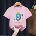 thumbnail image 3 of Bonita ropa para niños, regalo de sexto cumpleaños, camiseta de algodón para niñas, camiseta con estampado de corona de princesa sirena, camisetas rosas Harajuku Kawaii, 3 of 5