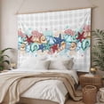 thumbnail image 3 of Summer Starfish Large Tapestry for Bedroom Wall Hanging Tapestry,Blue Coral Beach Couch Coastal Grey Plaid Ceiling Backdrop Tapestries Poster Blanket Wall Decor for Teens Room Living Room 100" x 59", 3 of 8