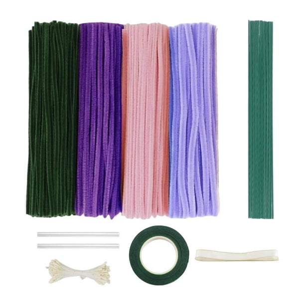 Limpiadores de pipas, suministros para manualidades, decoración del hogar, kit para hacer flores para festivales. Púrpura