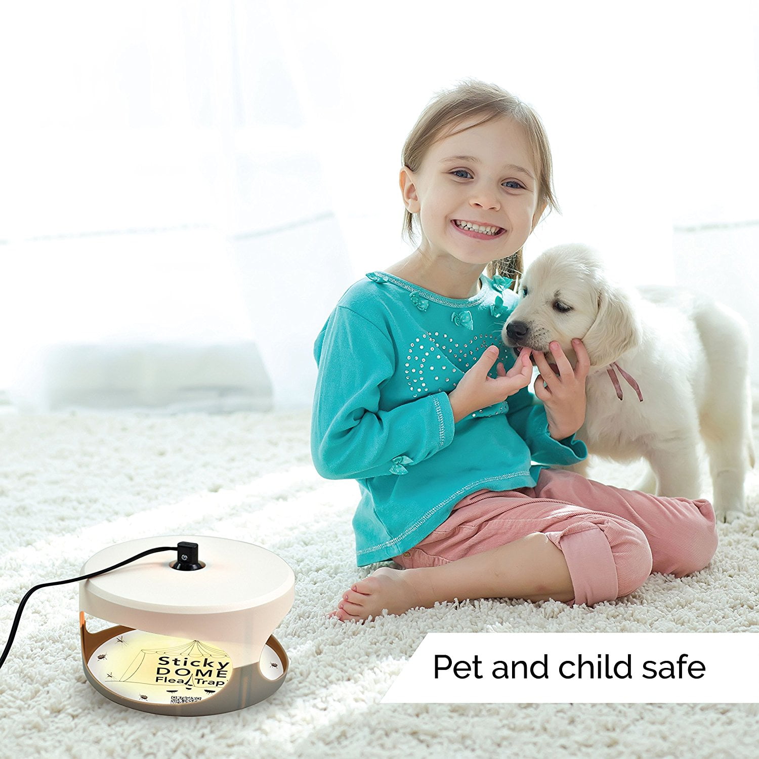 Aspectek Sticky Dome Flea Trap, Indoor Bed Bug and Flea Killer with 2 Glue Discs, Odorless, Safe for Family and Pets, 2-Pack