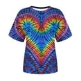 thumbnail image 4 of ShomPort Tie Dye Print Tunic Tops for Womens Short Sleeve Round Neck Trendy Spring Summer Tops, 4 of 4