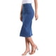 thumbnail image 4 of Falda de mezclilla maxi Allegra K para mujer con abertura frontal, cremallera, cintura alta, falda ajustada de mezclilla XS, azul mezclilla, 4 of 6